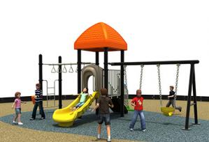 QX-0019幼儿园滑梯 秋千组合 户外游乐园 儿童游乐设施 小区塑料滑滑梯可定制