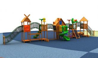 QX-0044大型户外滑梯/园林景观工程设备/木制滑梯定做/儿童游乐